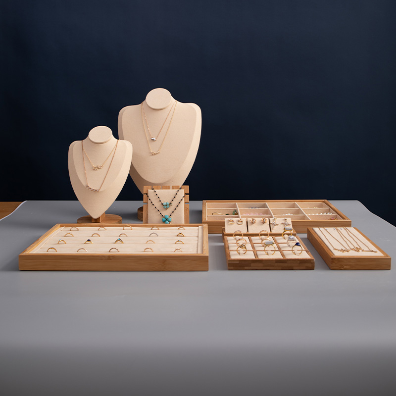 Prispôsobená mini zlatá čipkovaná súprava drevených šperkov potiahnutých látkou