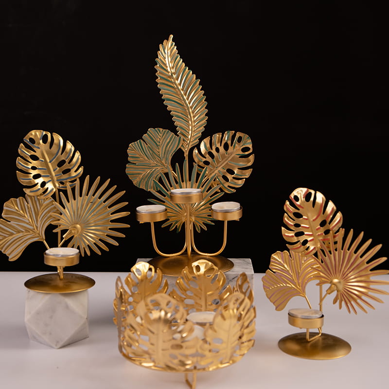 Svadobné dekorácie večierky alebo každodenné domáce dekorácie Kovový svietnik na čajovú sviečku v tvare rôznych listov